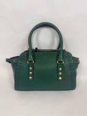 LOTIS Grace Satchel Bag Purse Hunter Green Embossed